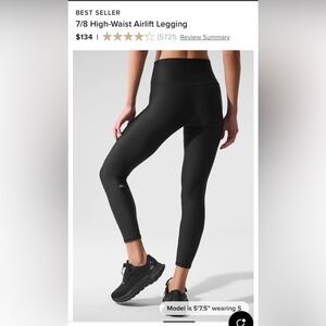 Alo Yoga Black 7/8 High-Waist Airlift Legging